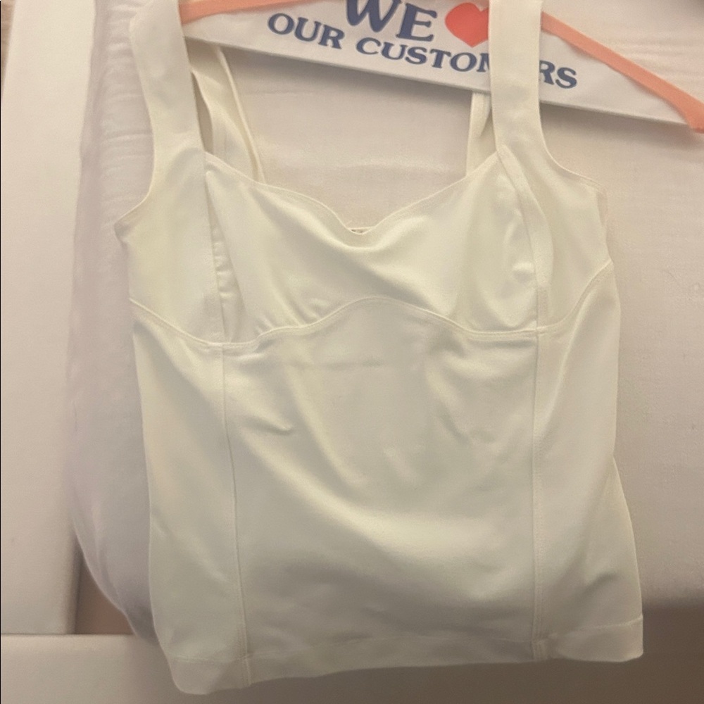 Sleeveless Cream Square-Neck Women's Tank Top